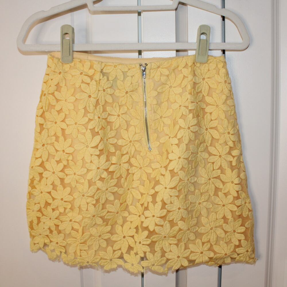 LULUs Spring It On Yellow Floral Embroidered Set Tie Strap Top Skirt | Small - Picture 11 of 13
